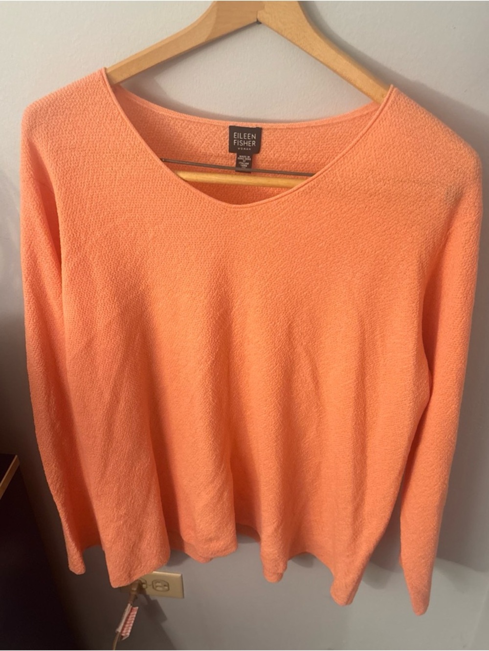 Eileen Fisher Coral-Orange Scoop Neck Sweater